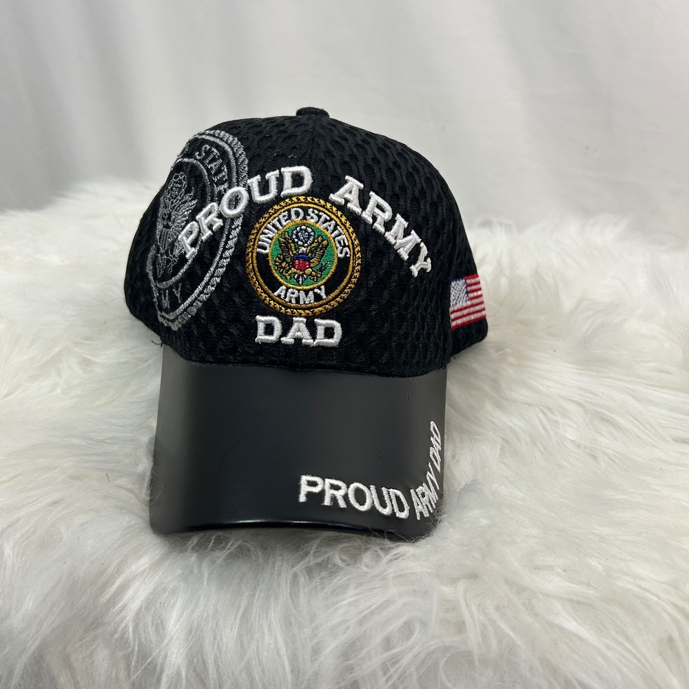 US Army Proud Dad‎ Black Mesh Baseball Cap Embroidered USA Flag